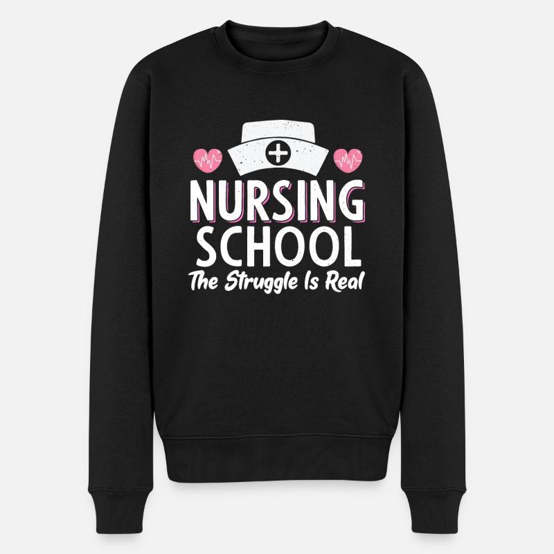 Étudiante infirmière école Das Ringe - Pull Premium bio Homme - noir