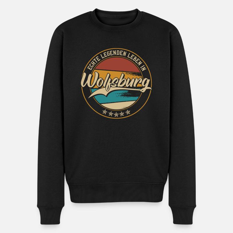 Echte legenden leben in Wolfsburg - Männer Premium Bio Pullover - Schwarz