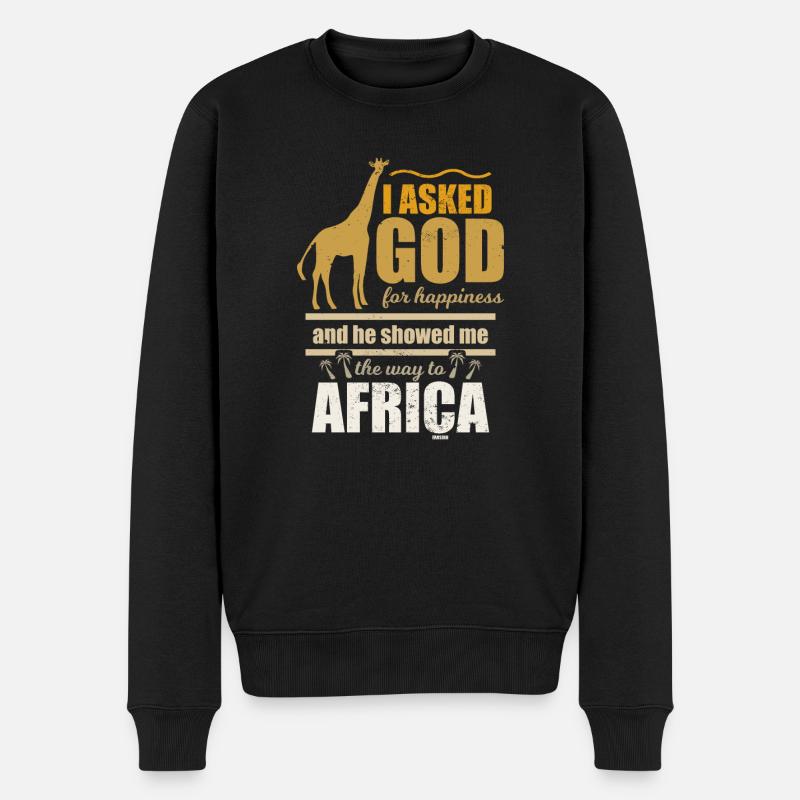 Giraffe Gott Religion lustiger Afrika Spruch - Männer Premium Bio Pullover - Schwarz