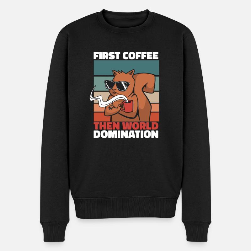 Eichhörnchen Kaffee Sonnenbrille - Männer Premium Bio Pullover - Schwarz