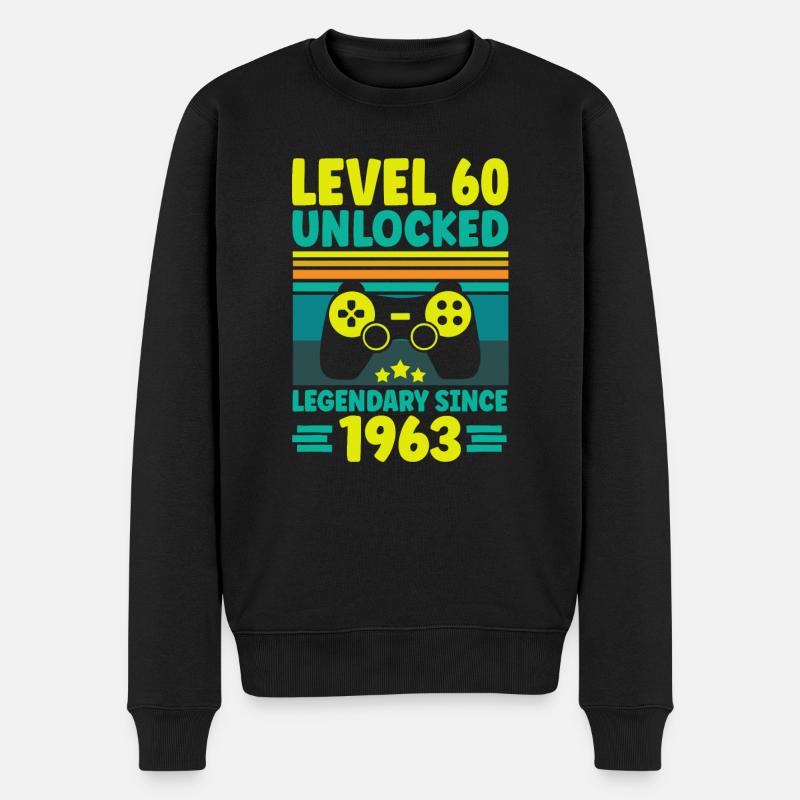 Level 60 Unlocked 1963 Zocken 60. Geburtstag Gamer - Männer Premium Bio Pullover - Schwarz