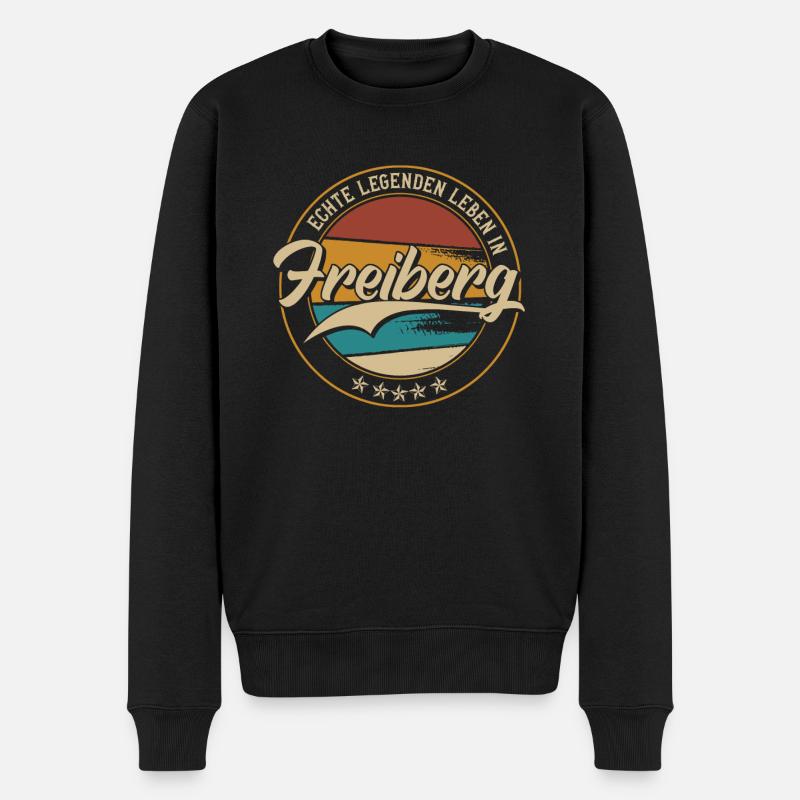 Freiberg Echte Legenden leben in Freiberger - Männer Premium Bio Pullover - Schwarz
