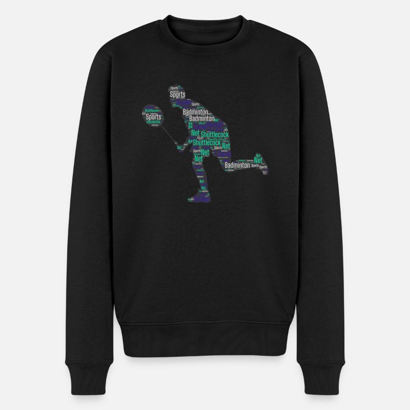 Badminton Federball Spieler - Männer Premium Bio Pullover - Schwarz