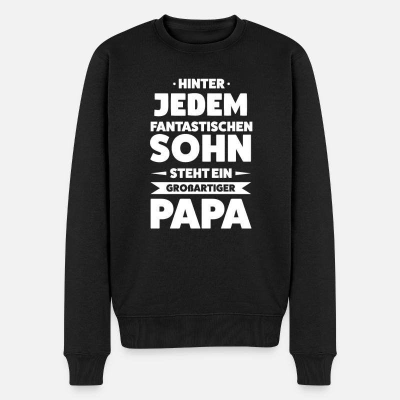 Papa & Sohn Familie Papa Geschenk - Männer Premium Bio Pullover - Schwarz