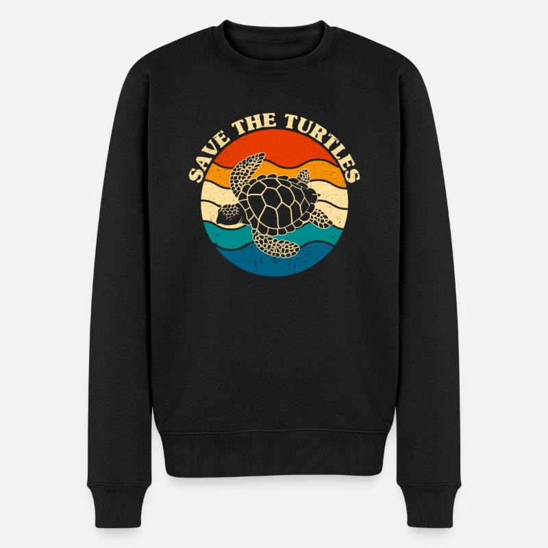 Save The Turtles - Männer Premium Bio Pullover - Schwarz