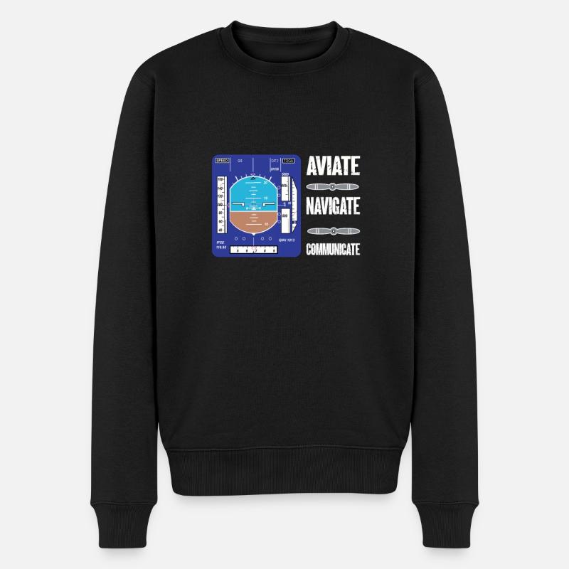 Luftfahrt Flieger Design Künstlicher Horizont - Männer Premium Bio Pullover - Schwarz