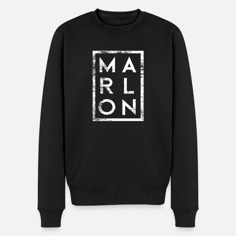 Marlon Minimalismus - Männer Premium Bio Pullover - Schwarz