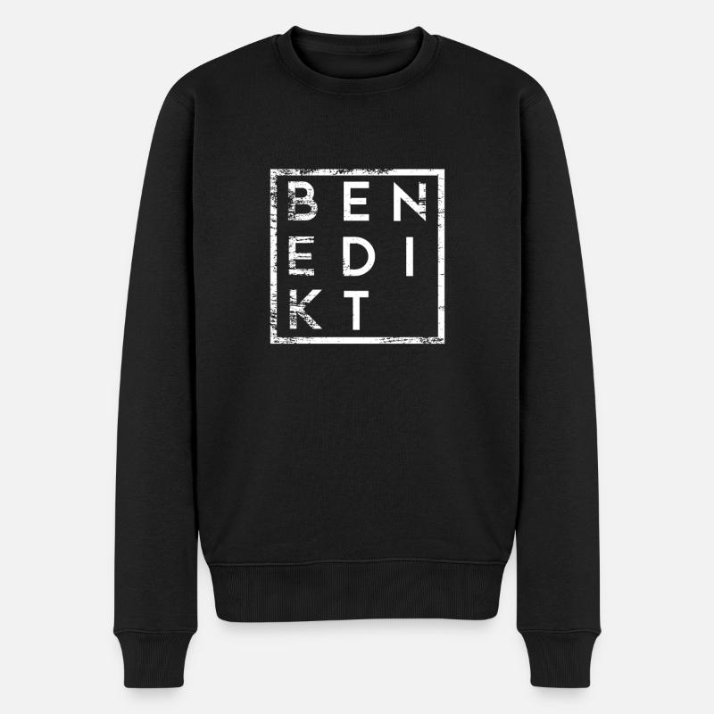 Benedikt Minimalismus - Männer Premium Bio Pullover - Schwarz