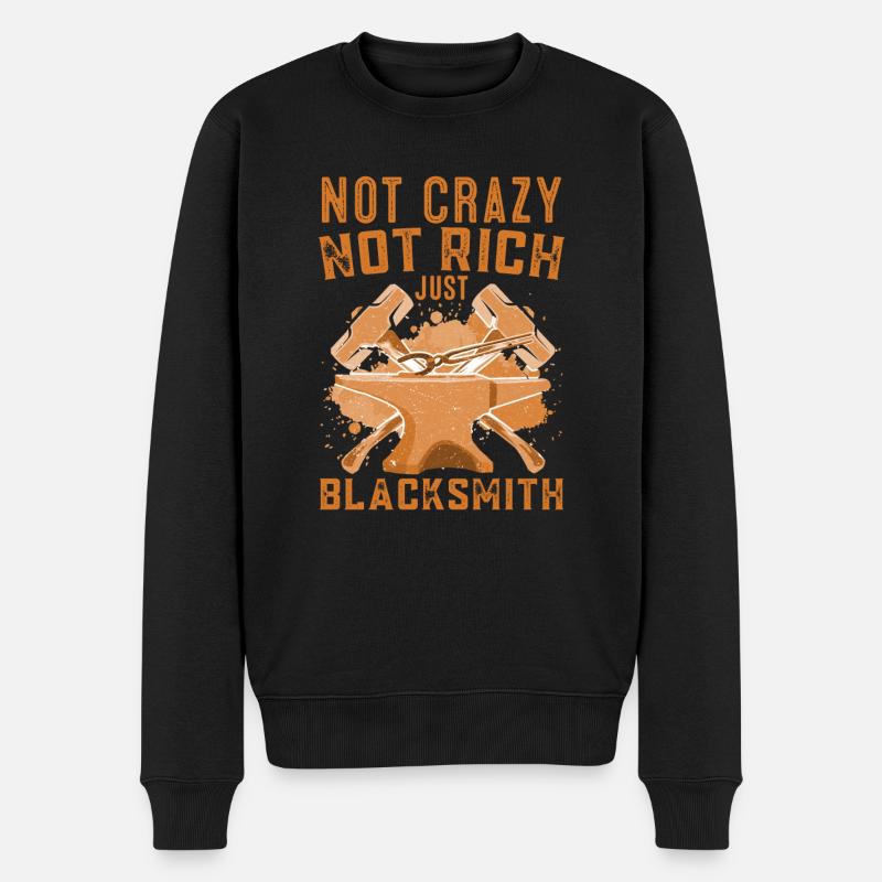 Pas fou Pas riche Juste une idée cadeau de forgeron - Pull Premium bio Homme - noir