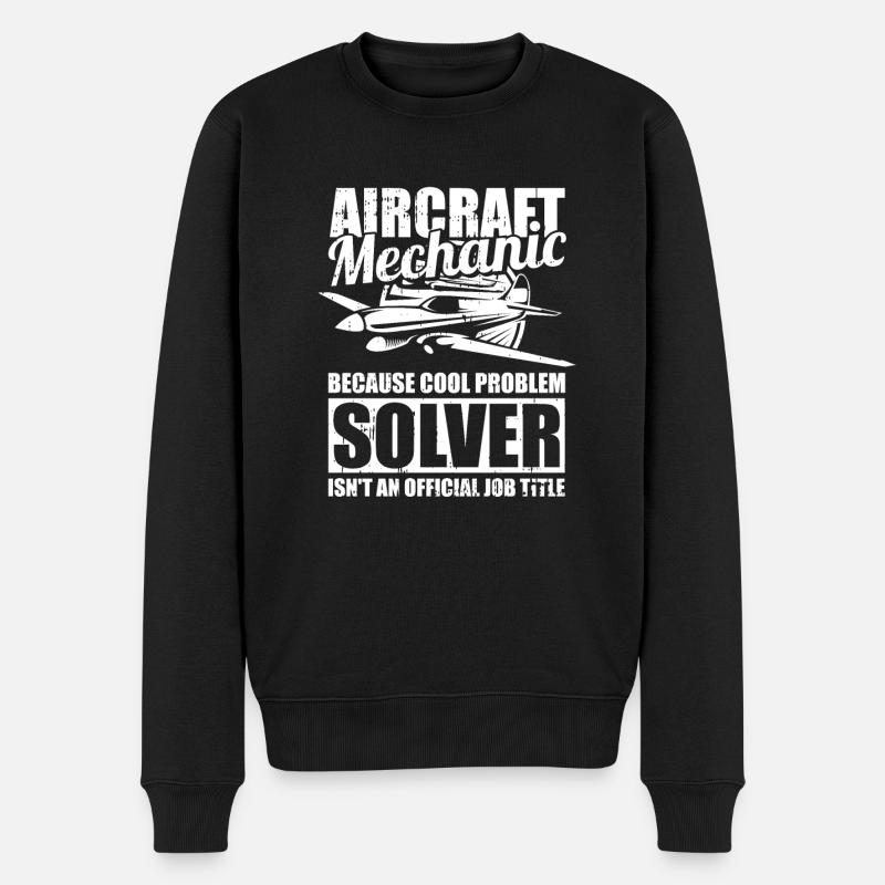 Flugzeug Mechaniker Witzig - Männer Premium Bio Pullover - Schwarz
