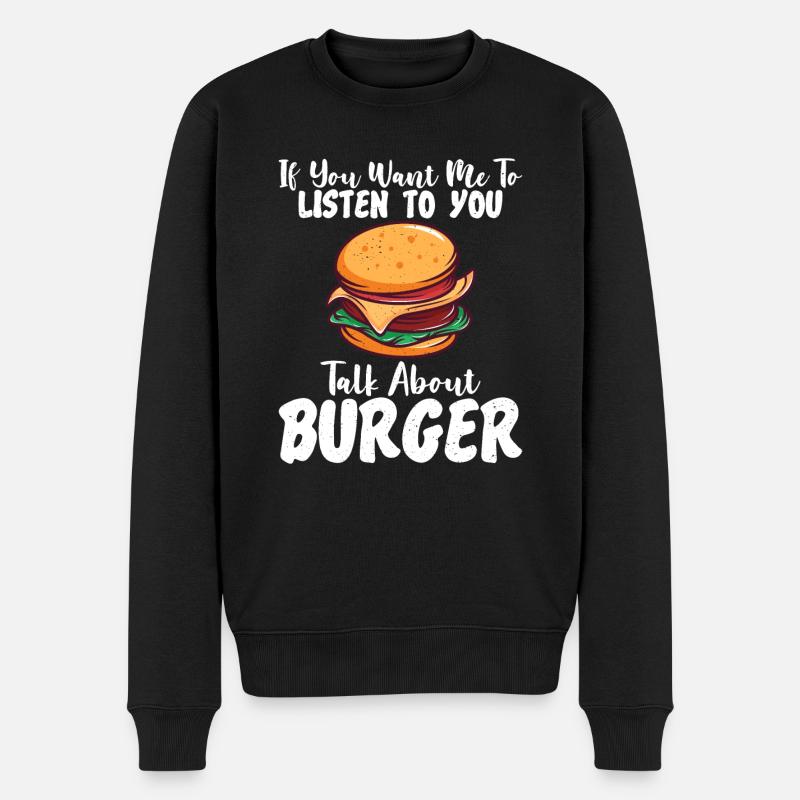 Burger Lover Geschenk - Männer Premium Bio Pullover - Schwarz