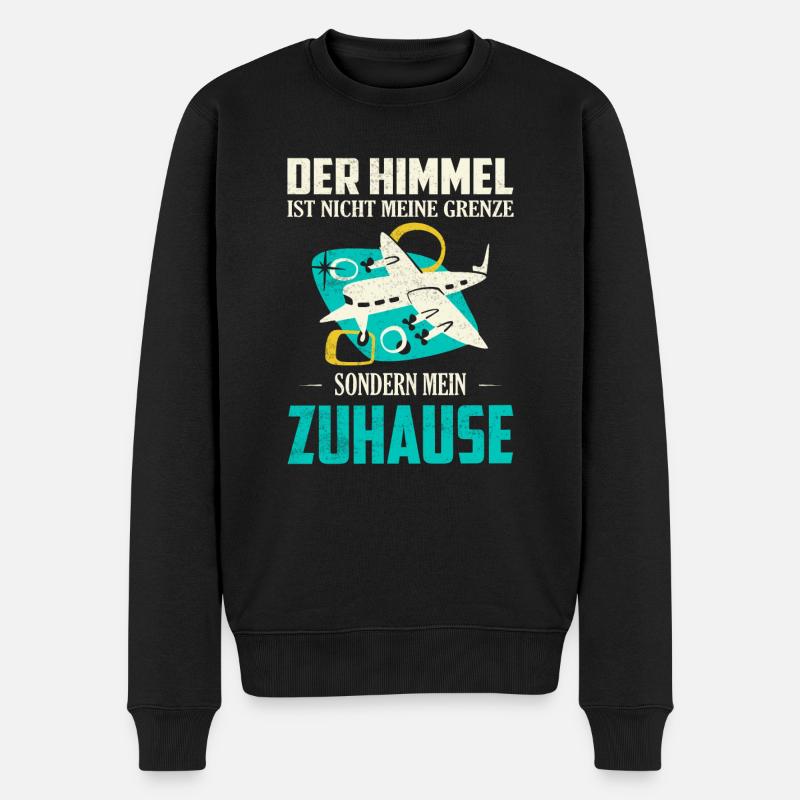 Der Himmel ist nicht meine Grenze Pilot Fliegen - Männer Premium Bio Pullover - Schwarz