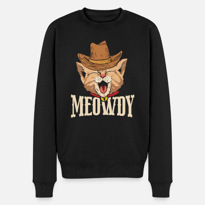 Meowdy - Männer Premium Bio Pullover - Schwarz