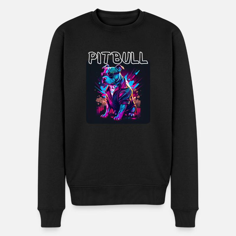 Graffiti Style - Cooler Pitbull 5 - Männer Premium Bio Pullover - Schwarz