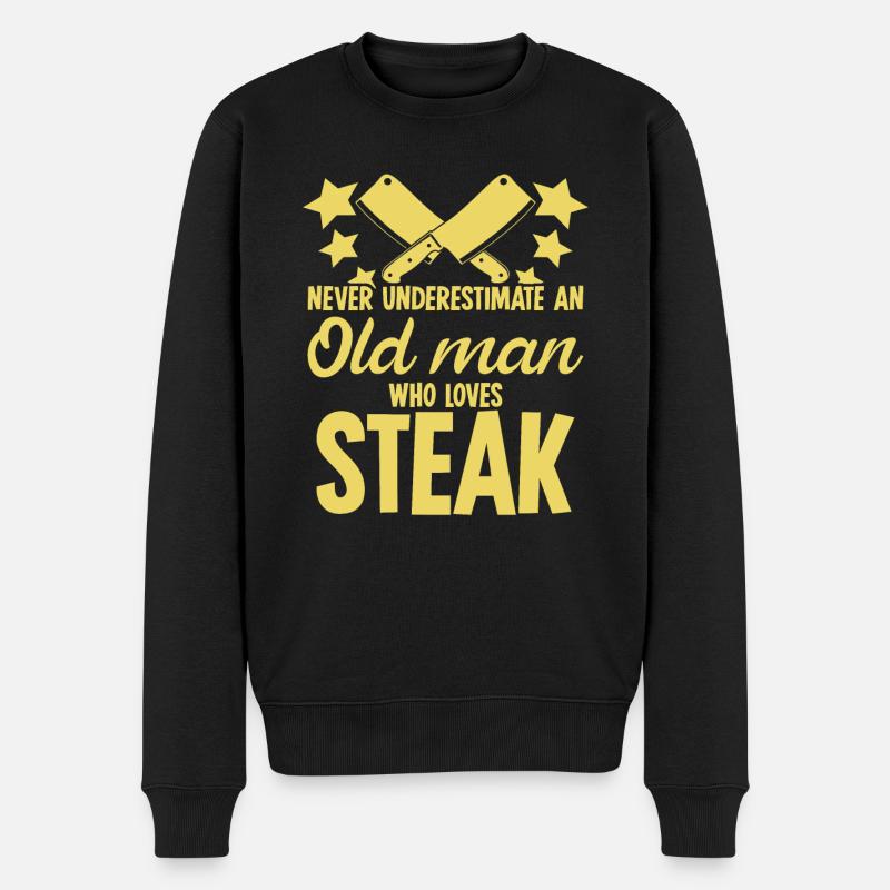Griller Griller Viande Boucher Steak - Pull Premium bio Homme - noir