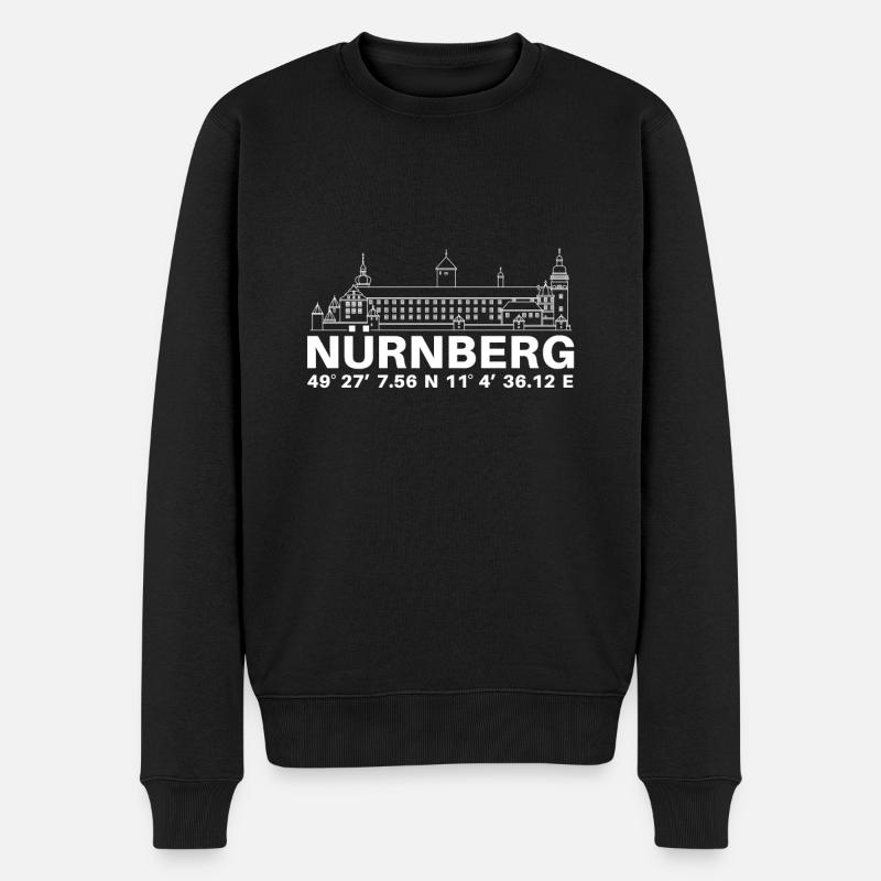 Nürnberg Stadt Koordinaten - Männer Premium Bio Pullover - Schwarz