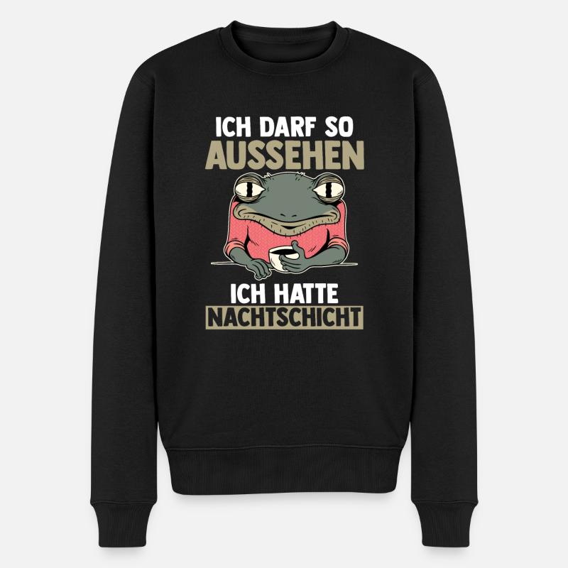 Ich Darf So Aussehen Ich Hatte Nachtschicht Kaffee - Männer Premium Bio Pullover - Schwarz