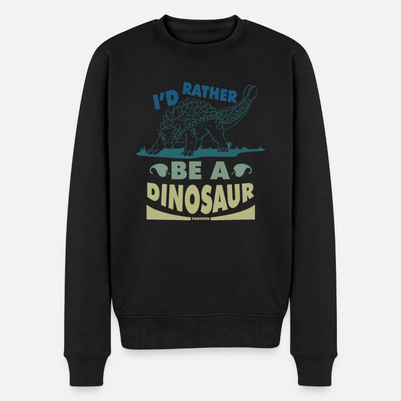 I'd Rather Be A Dinosaur - Männer Premium Bio Pullover - Schwarz