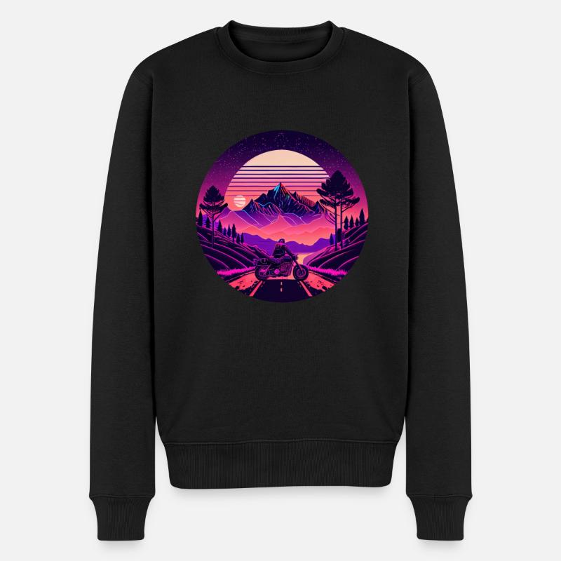 Retrowave Synthwave 80s Design - Männer Premium Bio Pullover - Schwarz
