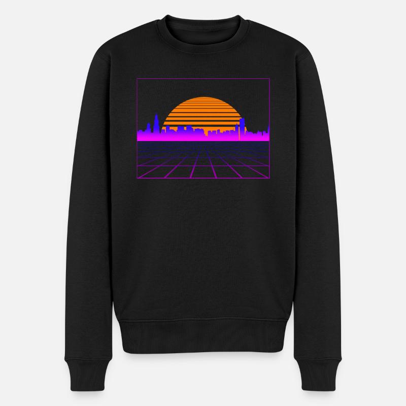 Retrowave Synthwave 80s Design - Männer Premium Bio Pullover - Schwarz