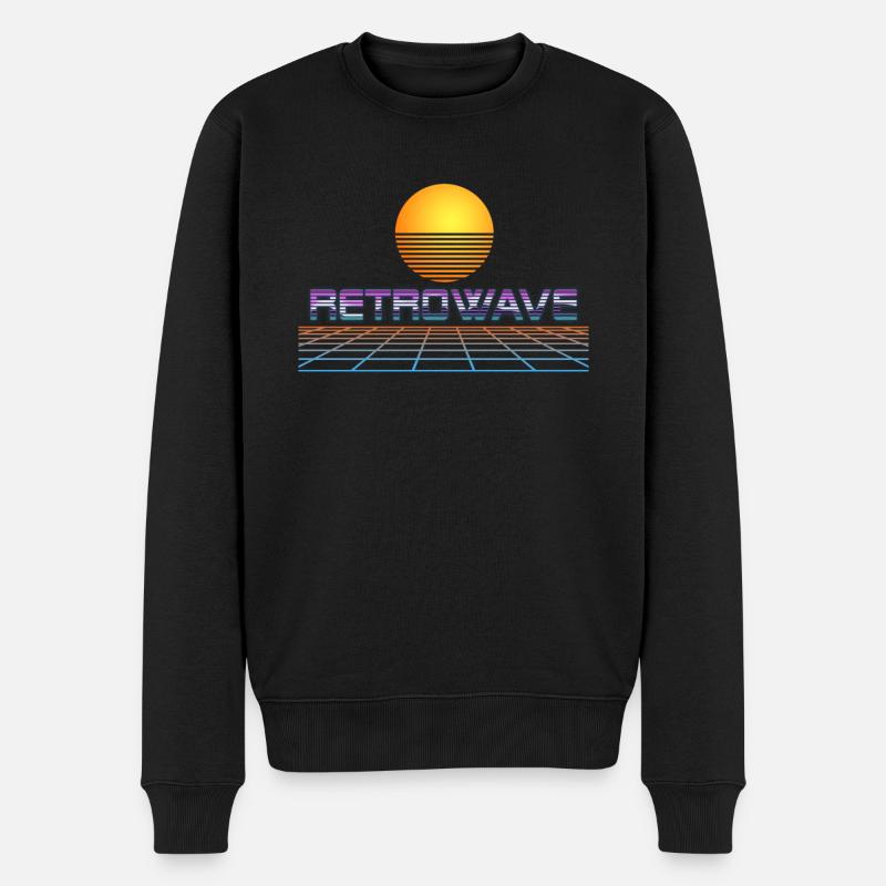 Retrowave Synthwave 80s Design - Männer Premium Bio Pullover - Schwarz