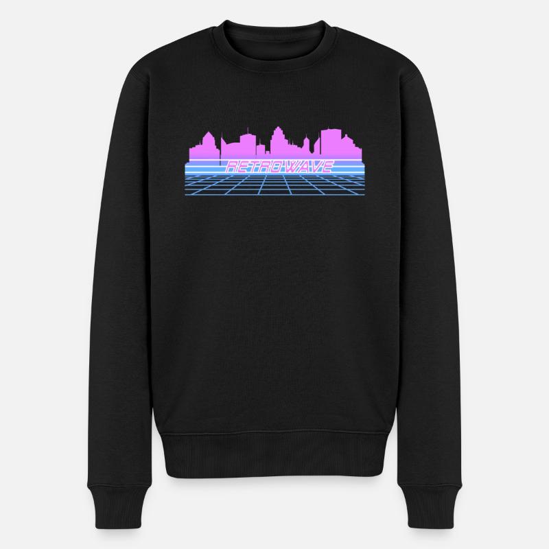 Retrowave Synthwave 80s Design - Männer Premium Bio Pullover - Schwarz