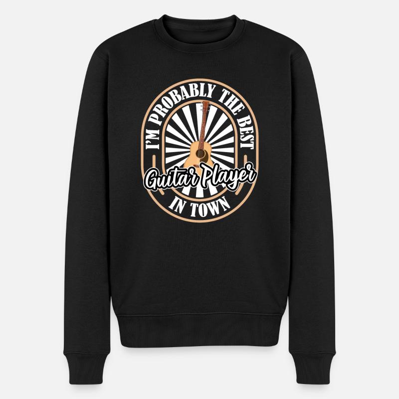 Akustikgitarre Fun - Männer Premium Bio Pullover - Schwarz