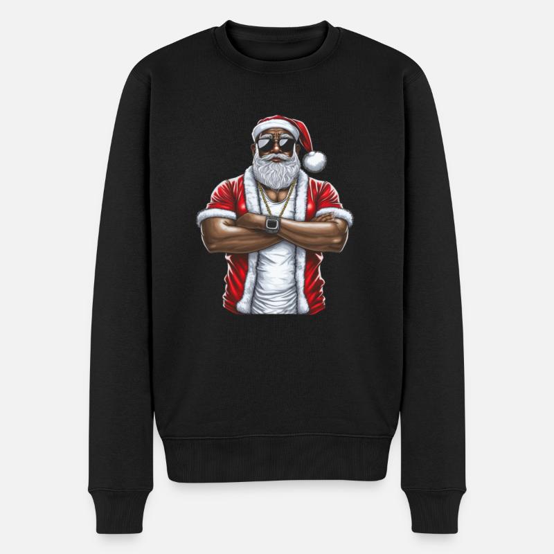 Weihnachtsmann Schwarzer Weihnachtsmann - Männer Premium Bio Pullover - Schwarz
