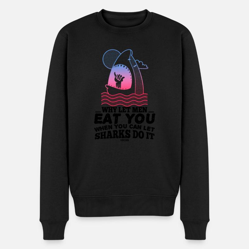 Frauen Spruch Meerestiere Monster - Männer Premium Bio Pullover - Schwarz