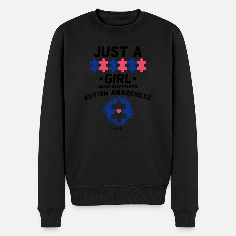 Mädchen unterstützt Autisten - Männer Premium Bio Pullover - Schwarz