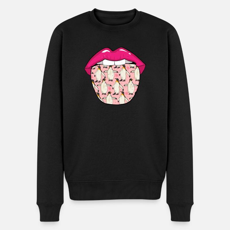 Pinguin Zunge - Männer Premium Bio Pullover - Schwarz