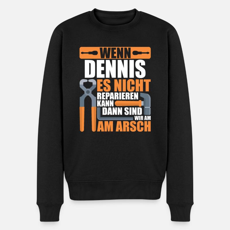Vorname Dennis Name Geburtstag Geschenk - Männer Premium Bio Pullover - Schwarz