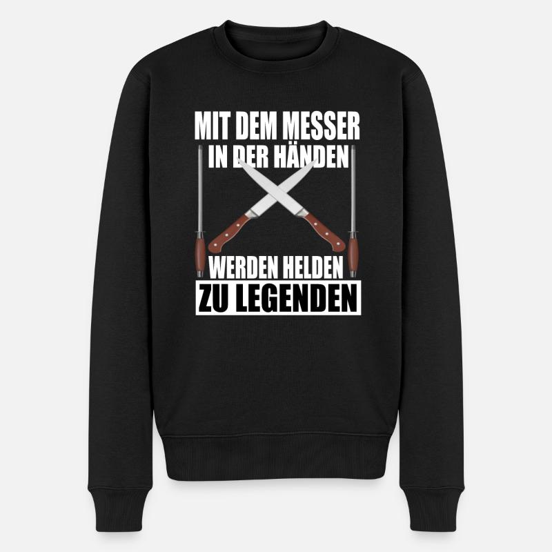 Fleischer Metzger Schlachter Messer - Männer Premium Bio Pullover - Schwarz