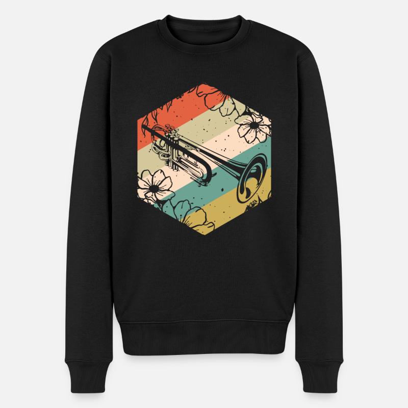 Trompette Fleurs Rétro - Pull Premium bio Homme - noir