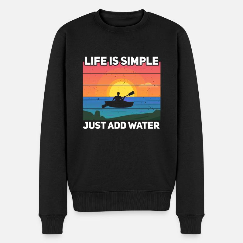 Kanu Kajak Boot Illustration - Männer Premium Bio Pullover - Schwarz