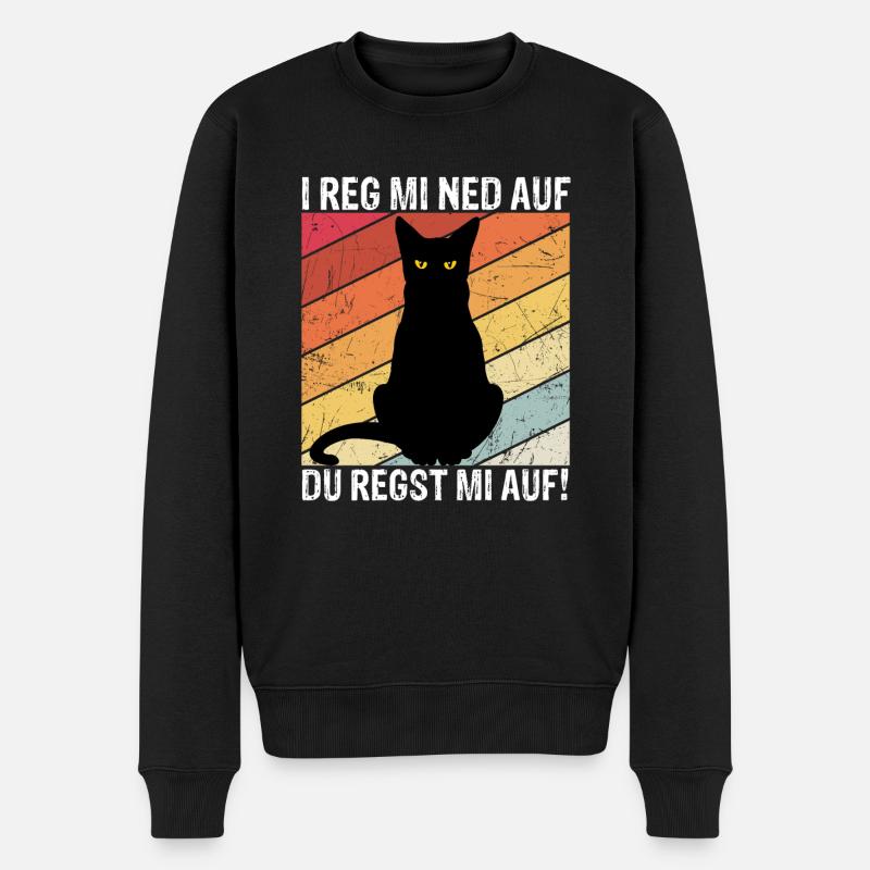 I reg mi ned auf du regst mi auf schwarze Katzen D - Männer Premium Bio Pullover - Schwarz