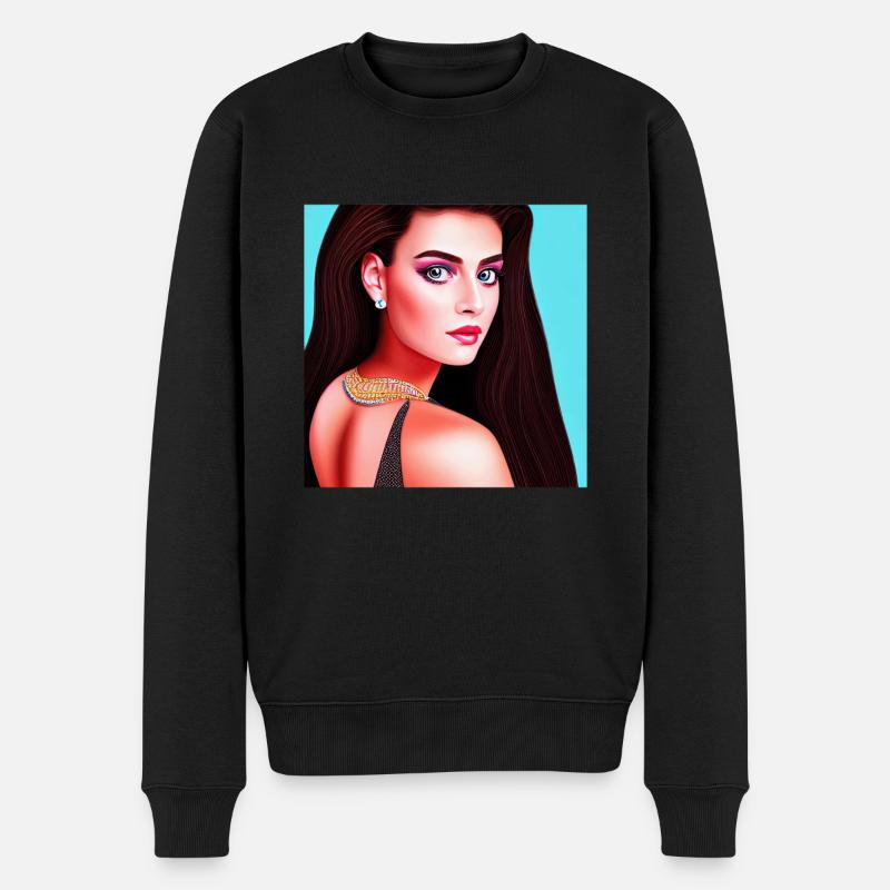 Retrowave Synthwave 80s Character Design - Männer Premium Bio Pullover - Schwarz
