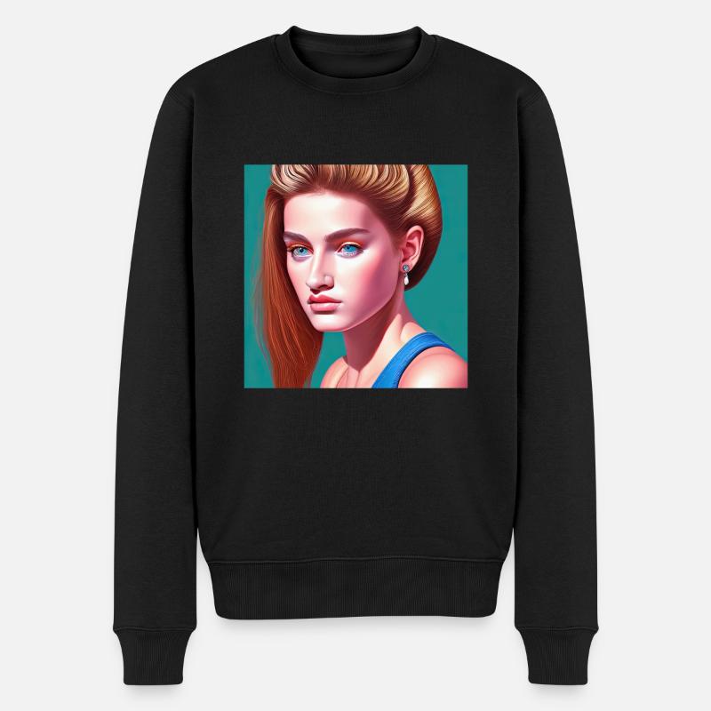 Retrowave Synthwave 80s Design - Männer Premium Bio Pullover - Schwarz