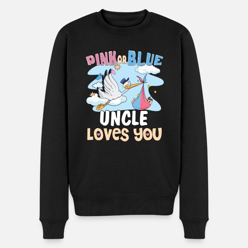 Pink or Blue Uncle Loves You Best Uncle Ever - Männer Premium Bio Pullover - Schwarz
