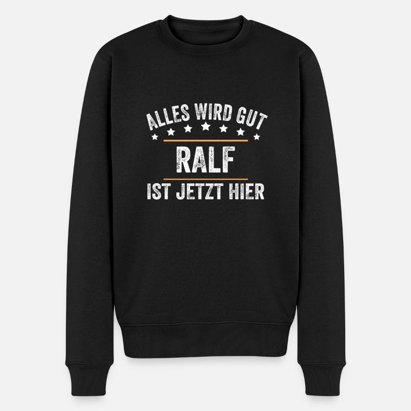Ralf Vorname Name Geburtstag - Männer Premium Bio Pullover - Schwarz