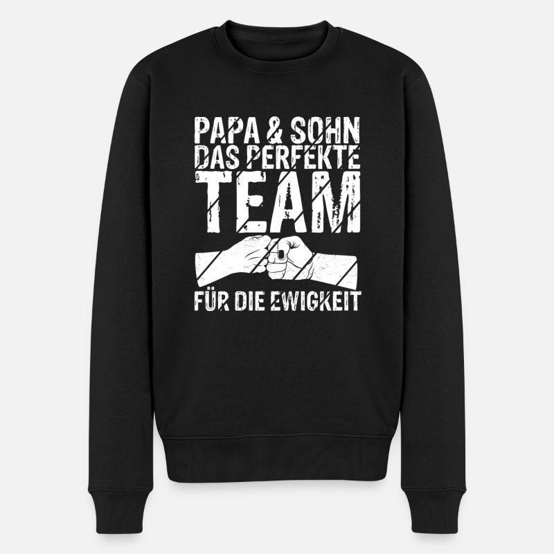 Papa & Sohn Das Perfekte Chaos Team Für Die Ewigke - Männer Premium Bio Pullover - Schwarz