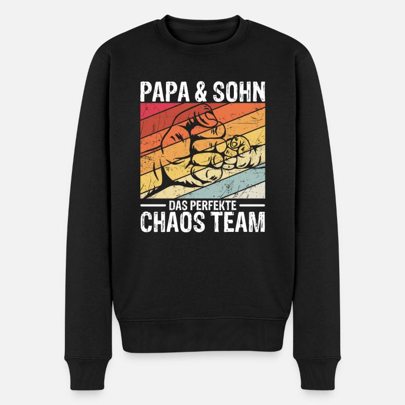 Papa & Sohn Das Perfekte Chaos Team - Vatertag Bes - Männer Premium Bio Pullover - Schwarz