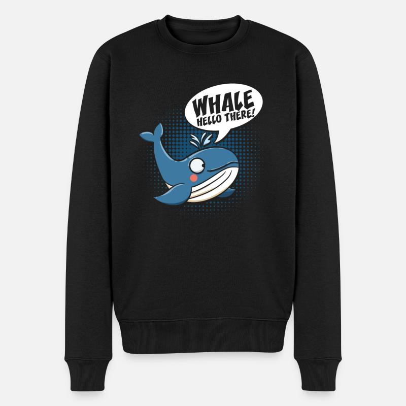 Baleine Bonjour Là - Pull Premium bio Homme - noir