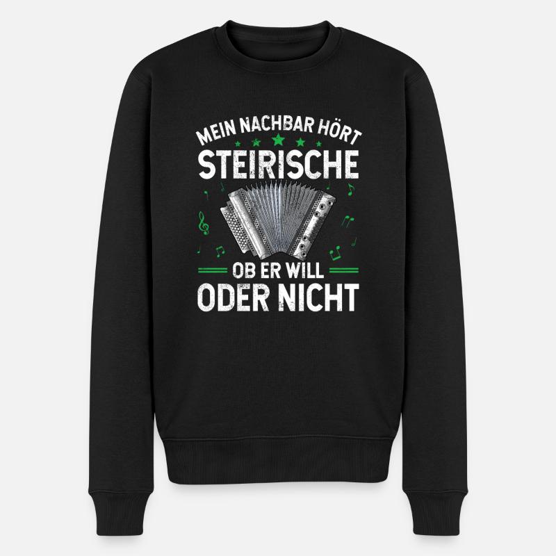 Steirische Harmonika Quetschn Ziachorgel - Männer Premium Bio Pullover - Schwarz