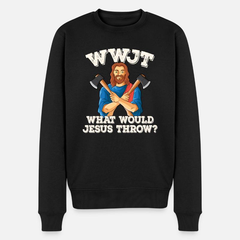Axt Werfen - Männer Premium Bio Pullover - Schwarz