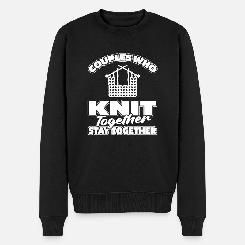 Stricken Paar - Männer Premium Bio Pullover - Schwarz