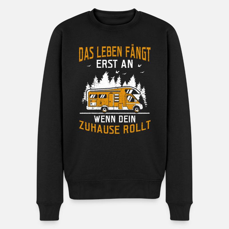 Das Leben fängt erst an wenn dein Zuhause rollt - - Männer Premium Bio Pullover - Schwarz