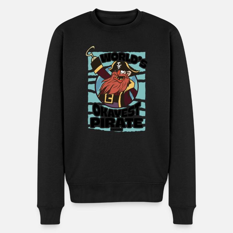 World's Okayest Pirate - Männer Premium Bio Pullover - Schwarz