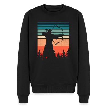 Archer avec arc et flèches - Pull Premium bio Homme - noir - Devant - Nico (187cm)