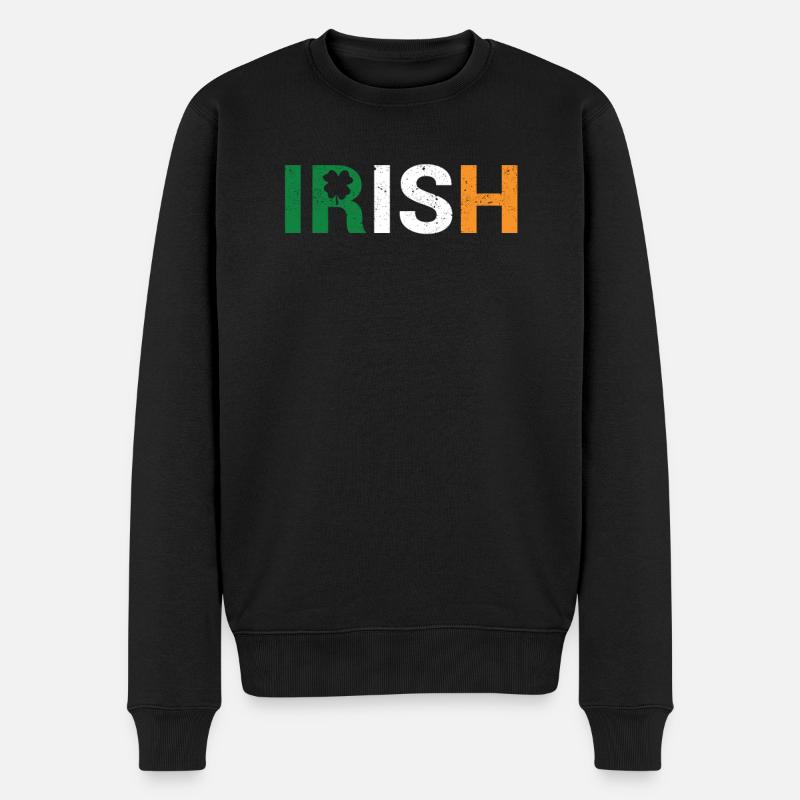 Irland Stolz Lustige Kleeblatt Leprechaun Patriot - Männer Premium Bio Pullover - Schwarz